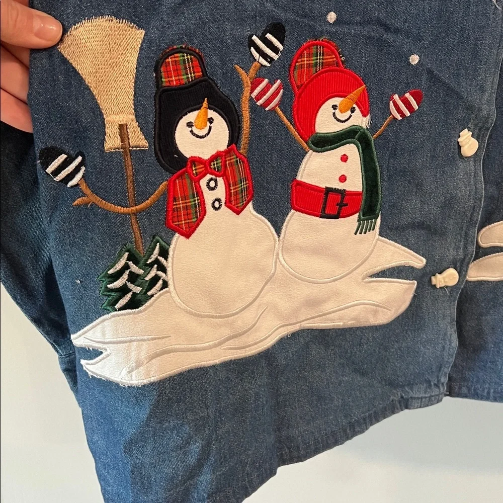 Tantrums‎ - denim button down shirt with Snowman Design, xxl